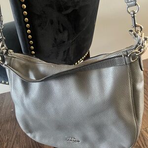 Coach Pebbled Leather Shoulder Bag in Silver Gray